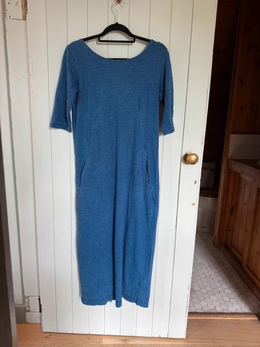 TOAST UK Women's Indigo Blue Noelle Scoop-Neck Midi Dress